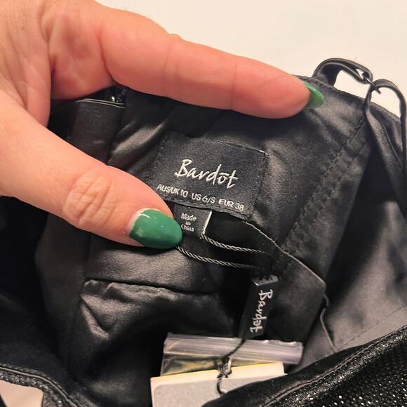 NWT Bardot Black Freida Fringe Sleeveless Mini Dress Size Small - Picture 5 of 9